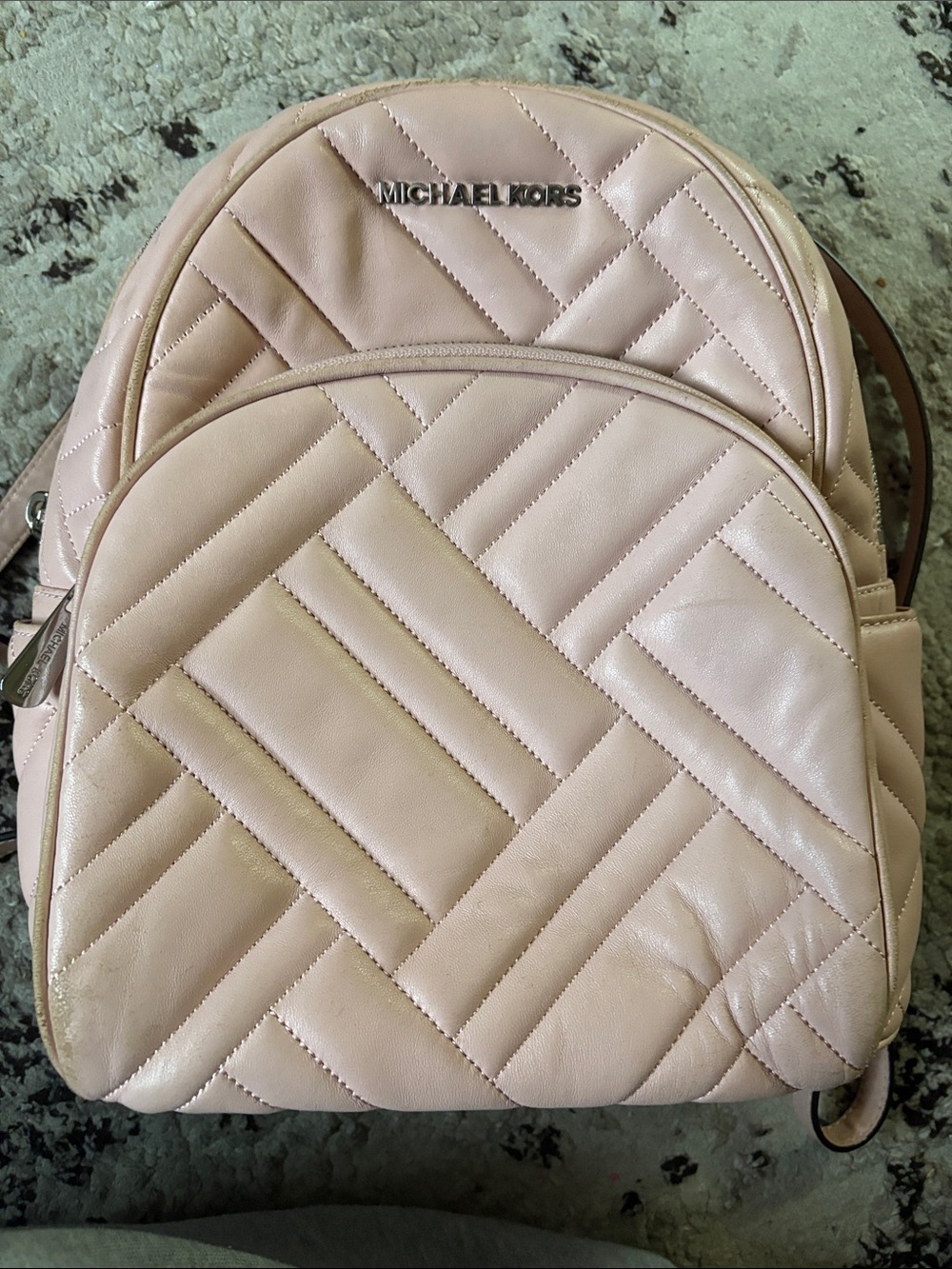 Michael Kors Quilted Mini Backpack in Light Blush
